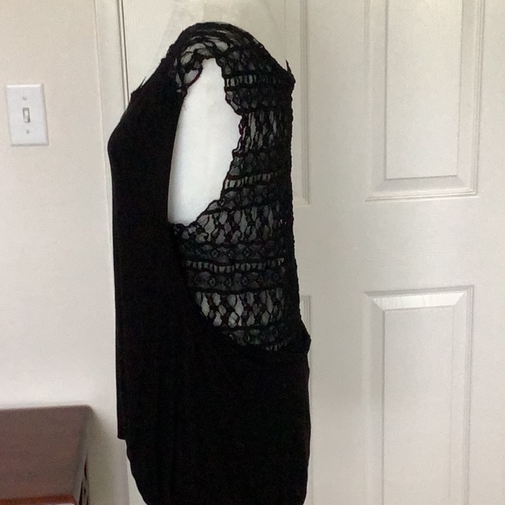 Free People Free Flowing Black Jersey Knit Blouson Tank with Open Lace Back - Picture 7 of 11